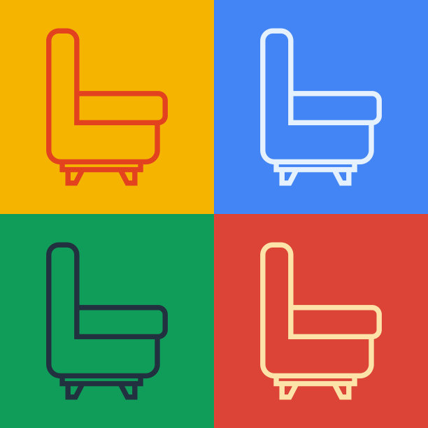 波普艺术线扶手椅图标孤立的颜色图片下载