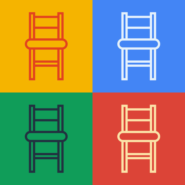 波普艺术线椅子图标孤立的颜色图片下载