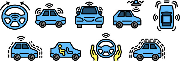 无人驾驶汽车图标设置轮廓风格图片下载