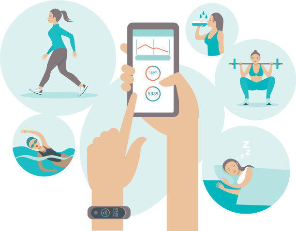 健身追踪器的概念在平坦的风格图片下载