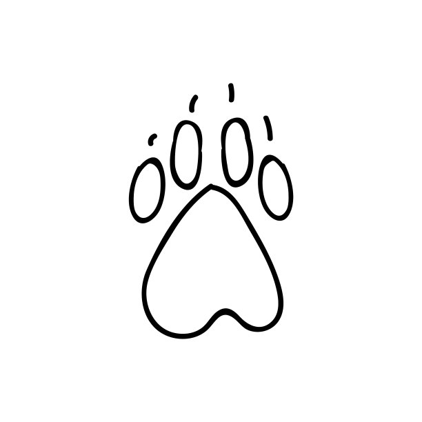 可爱的卡通单色狗爪与爪印图片下载
