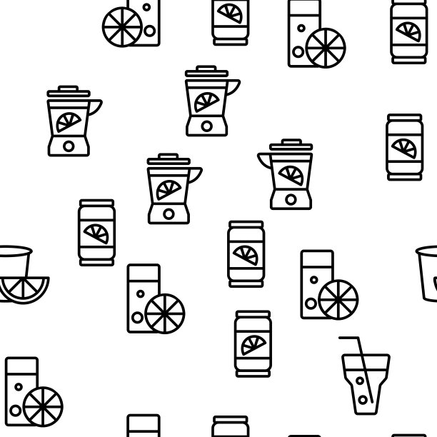 柠檬水美味饮料矢量无缝模式图片下载