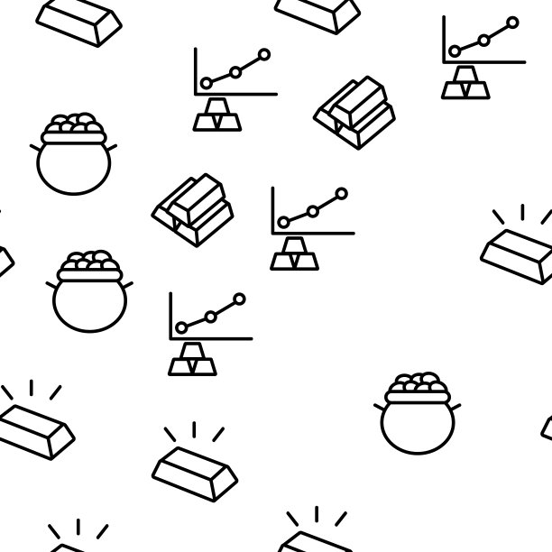 黄金首饰金属矢量无缝图案图片下载
