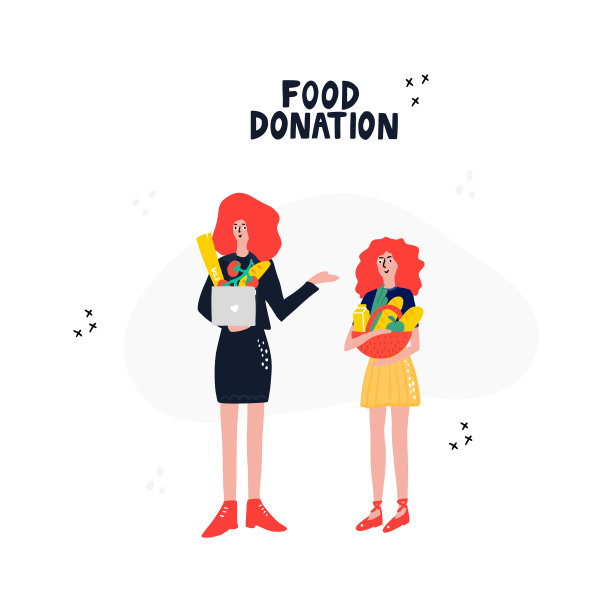 食物捐赠-手绘矢量图。图片下载