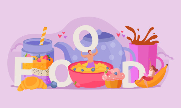 人们用平色组成早餐图片下载