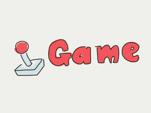 游戏操纵杆和游戏文字手绘风格的娱乐概念图片下载