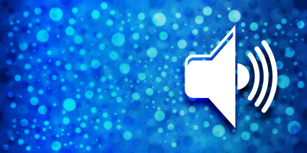 音量图标特别光滑的散景蓝色旗帜背景闪闪发光的插图图片下载