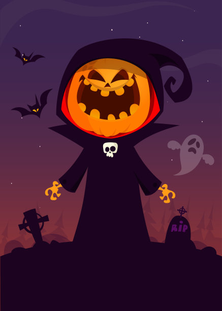 南瓜灯卡通人物。万圣节的插图图片下载