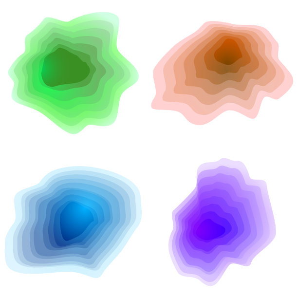 一套彩色抽象形状的背景，旗帜和海报设计。现代图形元素的集合。梯度抽象的形状。孤立在白色背景上。向量。图片下载