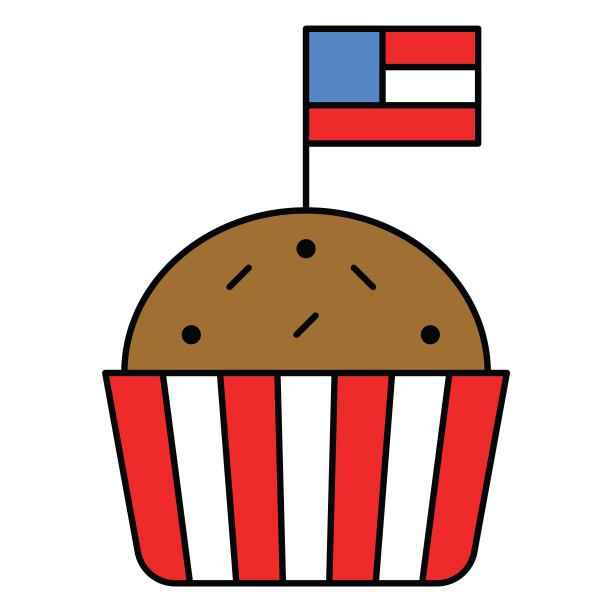 纸杯蛋糕，与美国独立日相关的图标图片下载