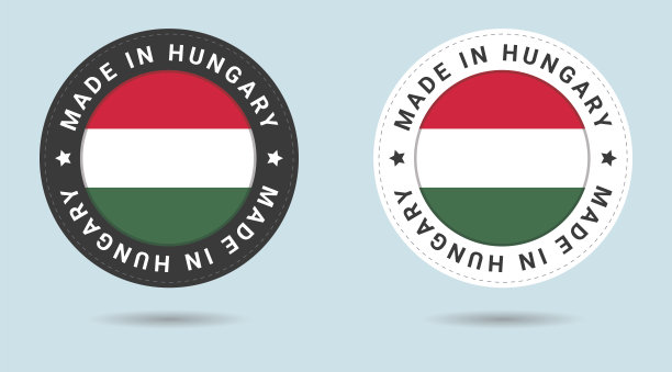 两张匈牙利贴纸。在匈牙利。带有旗帜的简单图标。图片下载