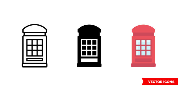 3种类型的电话亭图标。孤立向量符号符号图片下载