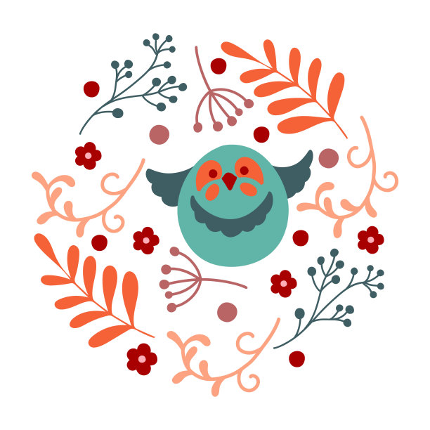 花和鸟的圆形构图。矢量安排在圆圈完美的庆祝卡或任何打印设计图片下载