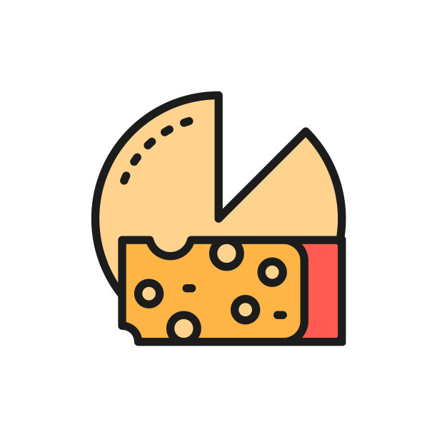 奶酪轮与片平面颜色线图标图片下载