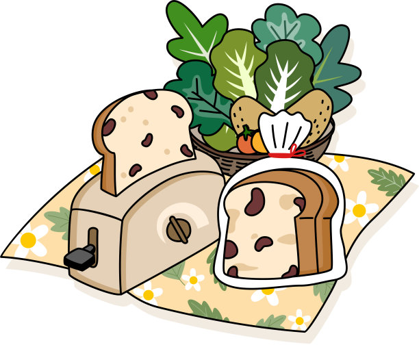 烤面包机上的红豆全麦面包配蔬菜图片下载