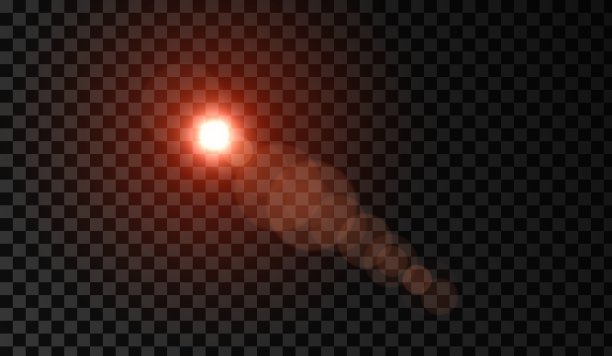镜头光晕。发光效果。红色闪光和眩光物体。透明背景上的孤立矢量插图。图片下载