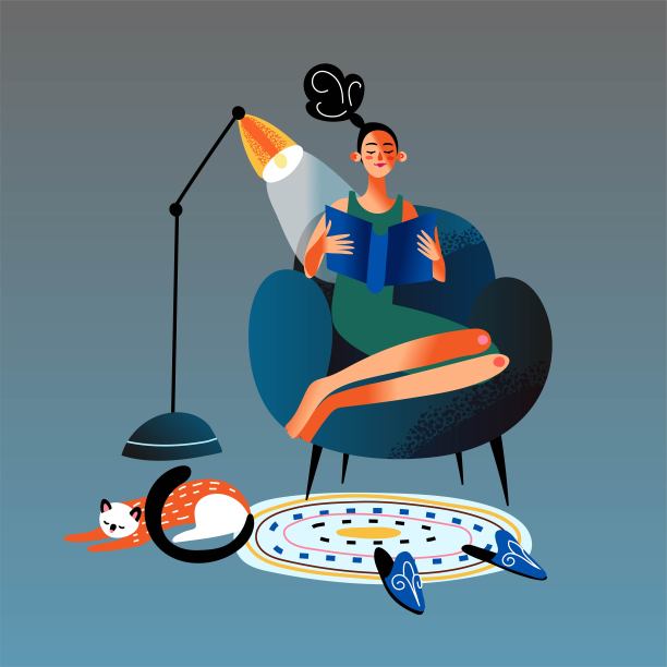 女人读书，坐在扶手椅上，日常生活例行公事图片下载