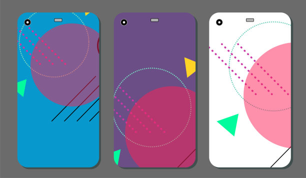 为手机套和手机屏幕设置时尚的抽象饰品。剪贴蒙版的可见部分。样品准备好印刷后，释放剪切掩模。向量图片下载