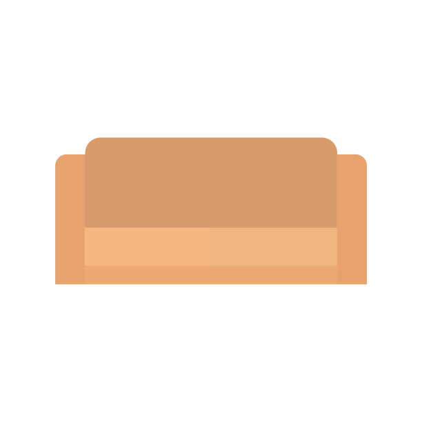 沙发平面，家具图标，矢量插图孤立的白色背景图片下载