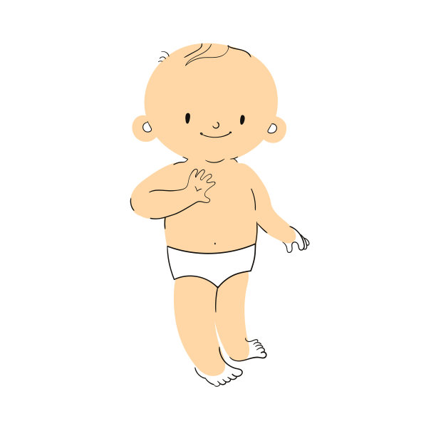 矢量插图的卡通婴儿停留和微笑图片下载