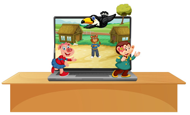 可爱的动物在电脑背景图片下载