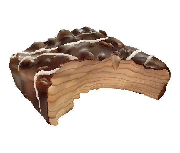 逼真的釉面巧克力蛋糕孤立在白色图片下载