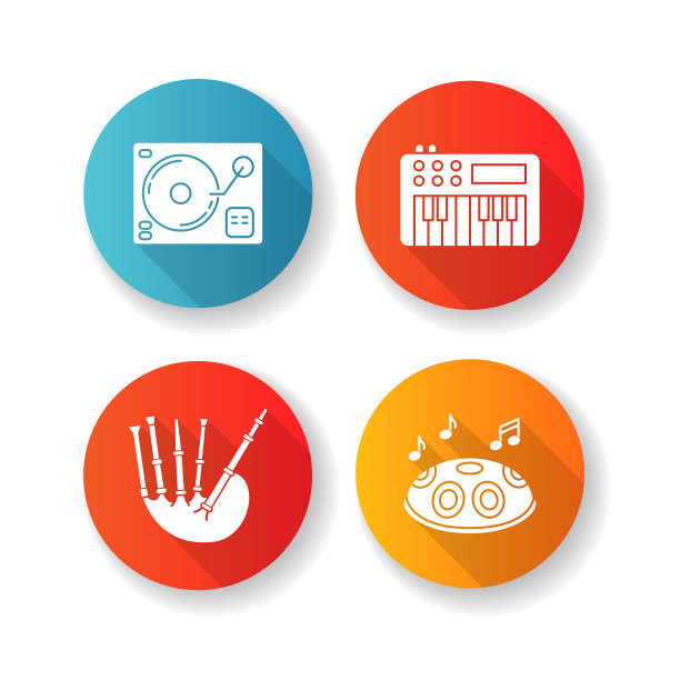乐器平面设计长影字形图标集图片下载
