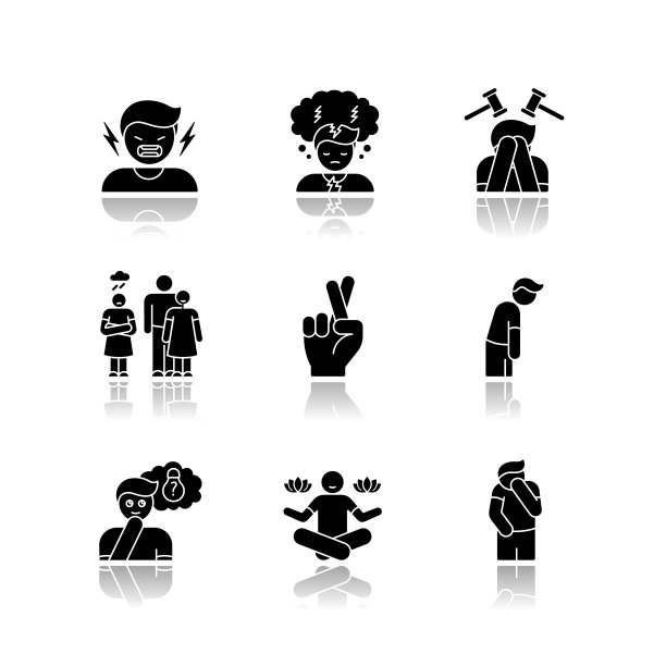 感觉掉落阴影黑色象形图标设置图片下载