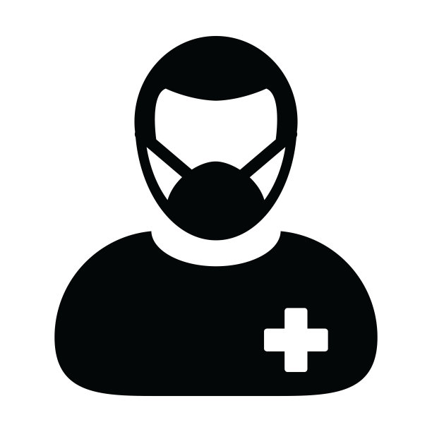 患者图标向量与面具人的轮廓男性用户头像符号医疗和保健保护在一个字形象形图图片下载