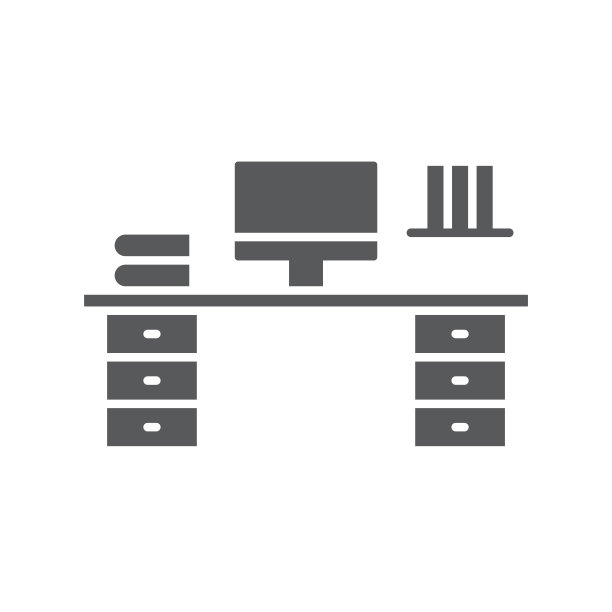 办公室工作空间办公桌矢量图标符号工作空间隔离在白色背景图片下载