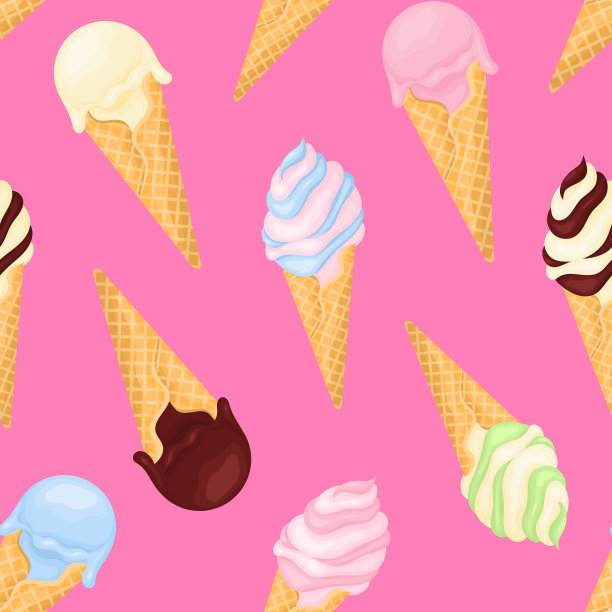 彩色卡通冰淇淋。无缝模式。图片下载