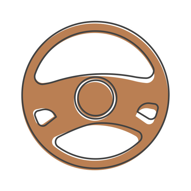 矢量图标的汽车方向盘卡通风格上的白色孤立的背景。图片下载