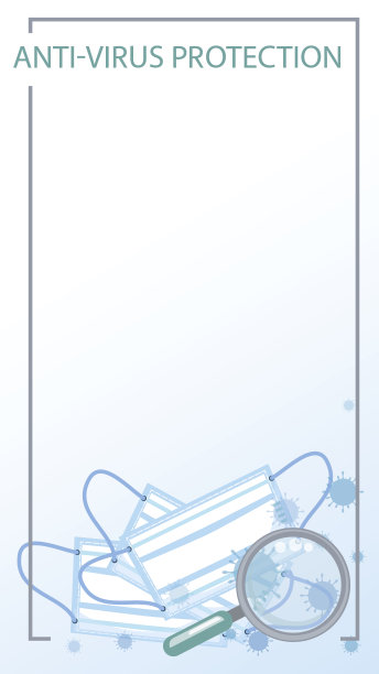 医用口罩放大镜病毒剪影防病毒保护。预防冠状病毒图片下载