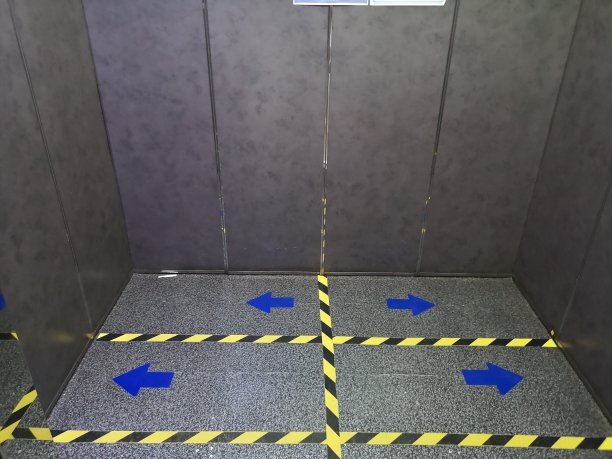 电梯站位标志站位间隔距离新常态，保护扩散新型冠状病毒图片下载