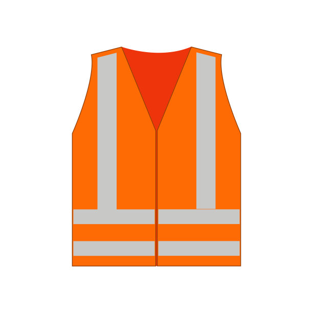 白色背景的安全背心。高能见度橙色反光背心。反光安全背心橙色标志。图片下载