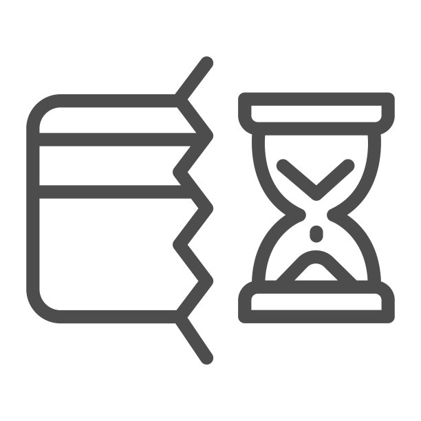 银行卡与沙漏线条图标：支付问题概念，信用卡操作进行中图片下载