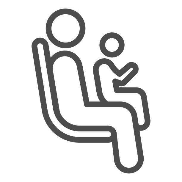 乘客与儿童的位置线图标，公共交通概念，优先座位区域在交通标志的白色背景，人与儿童在座位图标的轮廓。向量。图片下载