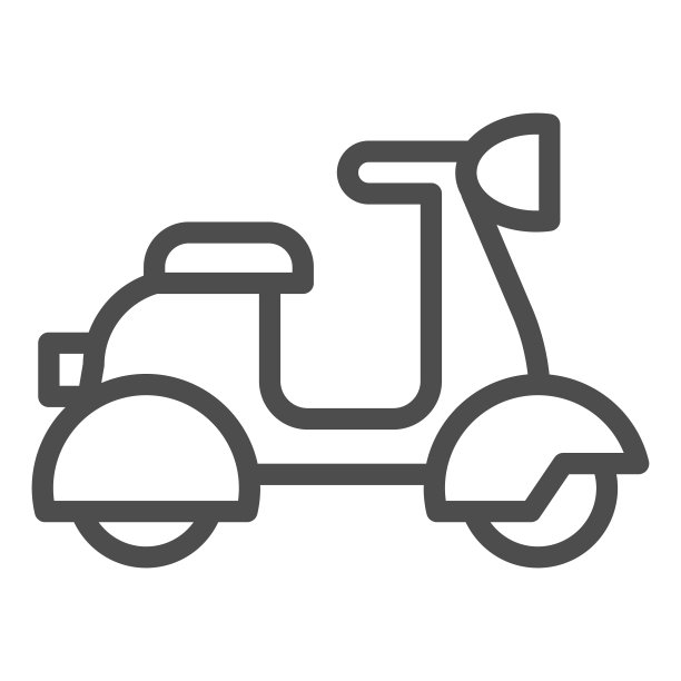 助力车线图标，公共交通概念，滑板车标志的白色背景，摩托车图标轮廓风格的移动概念和网页设计。矢量图形。图片下载