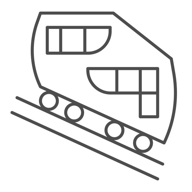 缆索铁路细线图标，公共交通概念，缆索铁路标志在白色背景，缆索图标轮廓风格的移动概念和网页设计。矢量图形。图片下载