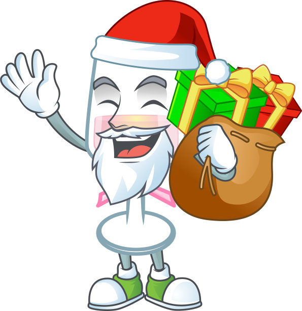 圣诞老人粉红杯酒卡通有盒礼物图片下载