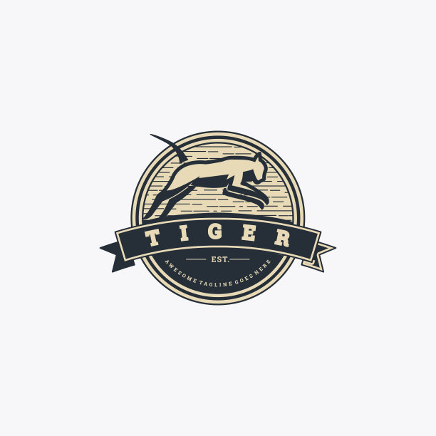 标志老虎跳复古徽章风格图片下载
