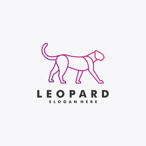 标志豹走渐变线条艺术风格图片下载