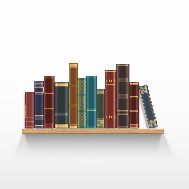 木制书架上的旧书图片下载