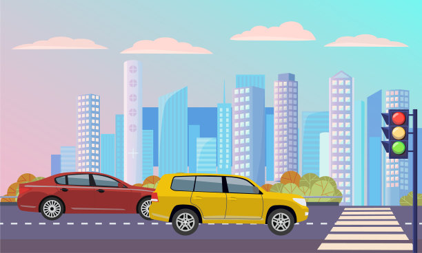 城市景观公路与交通灯道路街道图片下载