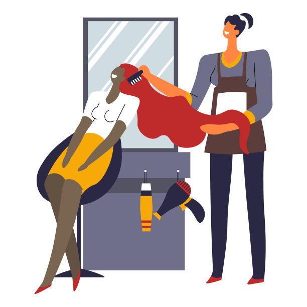 女人在美容院梳头图片下载