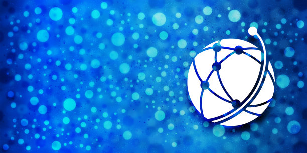全球网络图标特别光滑的散景蓝色横幅背景闪闪发光的插图图片下载