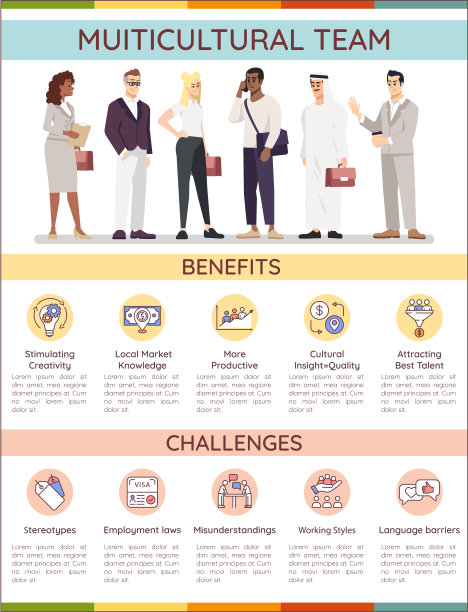 多元文化团队矢量信息图表模板图片下载