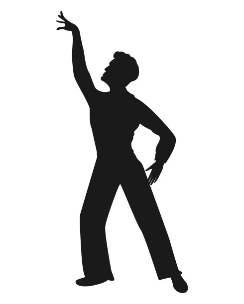 一个人的剪影在一个舞蹈姿势孤立在一个白色的背景图片下载