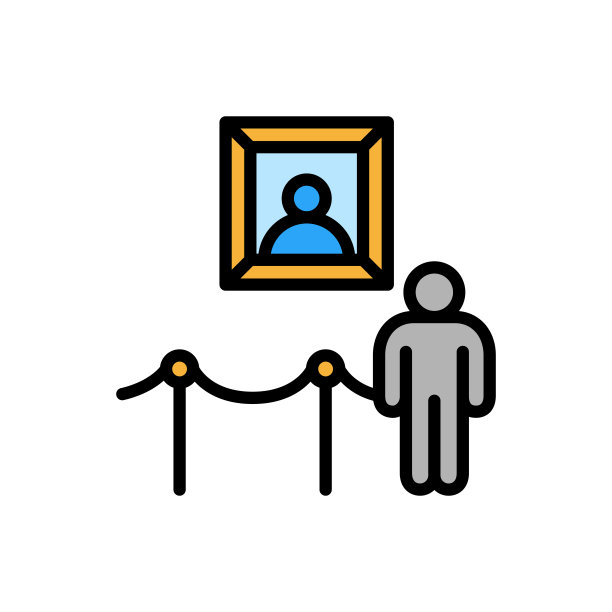 游客，博物馆，图片图标。简单的颜色与轮廓向量元素的历史事物图标用户界面和用户体验，网站或移动应用程序图片下载