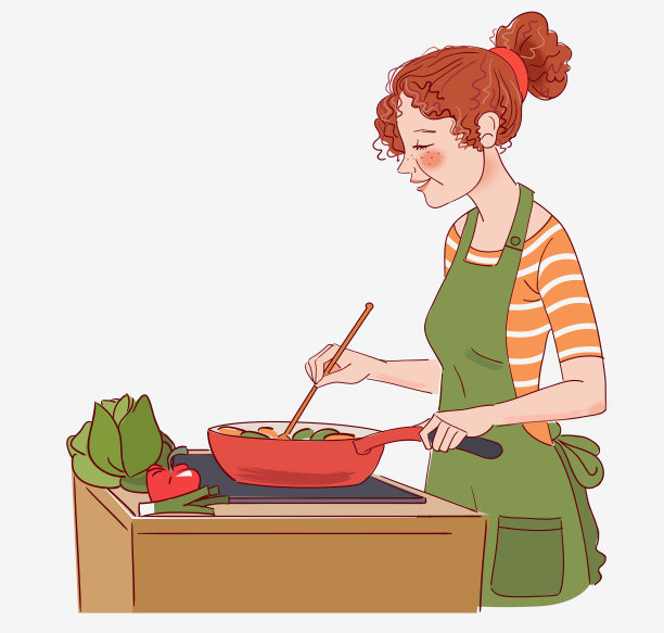 年轻女子在厨房做饭。健康食品的说明。健康的生活方式的概念。在家做饭。准备食物图片下载